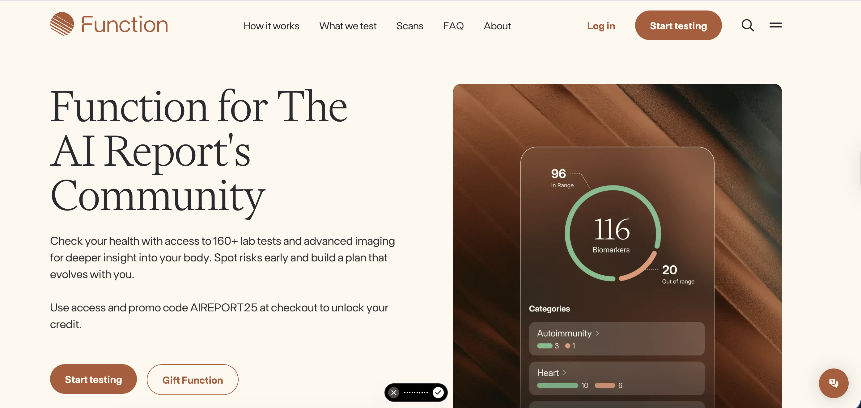 Function Health home page
